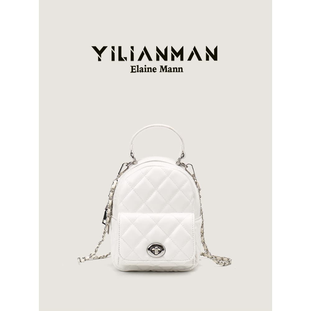 Eleman bolsa feminina Original 2026 novo estilo mochila com corrente de diamante nicho All-Match Mini mochila textura de