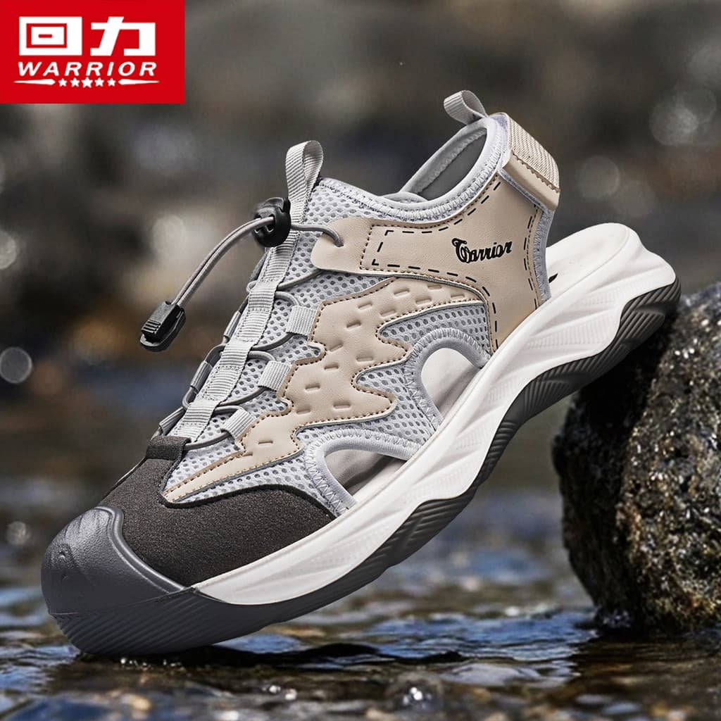 Puxar para trás sandálias masculinas 2026 verão novo estilo Wading tênis antiderrapante praia toe-toe respirável Casual