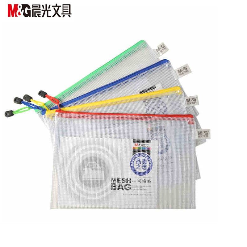 Bolsa de grade Chenguang A5/B5/A4 Bolsa com zíper Bolsa de arquivo de PVC Bolsa de armazenamento de arquivo de papel de