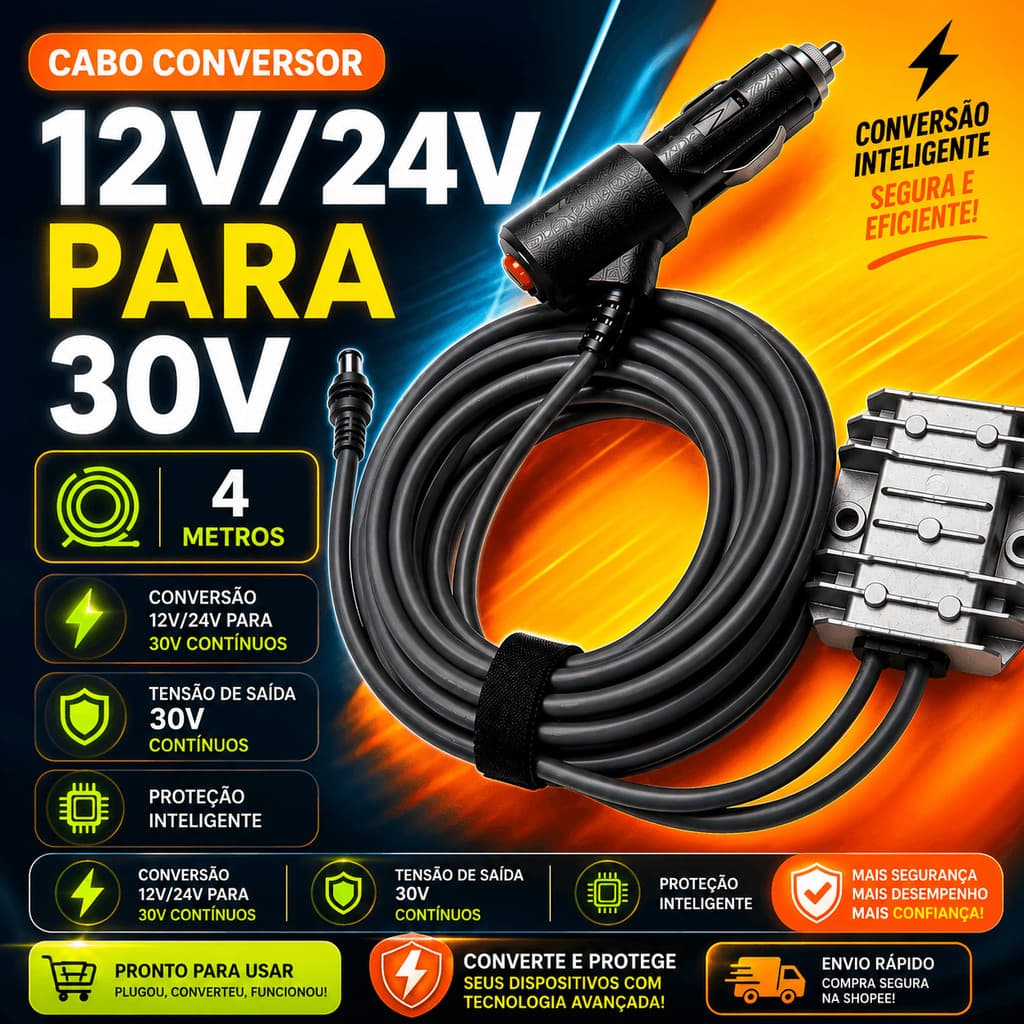 Conversor Starlink Mini 12v/24v Para 30v Saida Veicular 4 metros Carro Caminhão