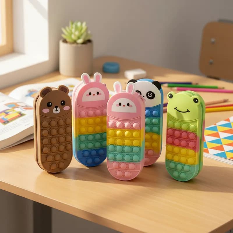 Estojo Escolar Infantil Animais Colorido Divertido Porta Lápis Caneta Material Escolar Compacto Resistente