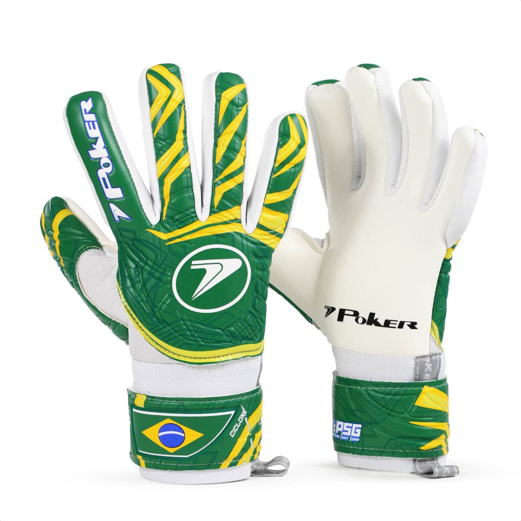 Luva de Goleiro Poker Campo Copa Profissional Ciclone Verde - Adulto