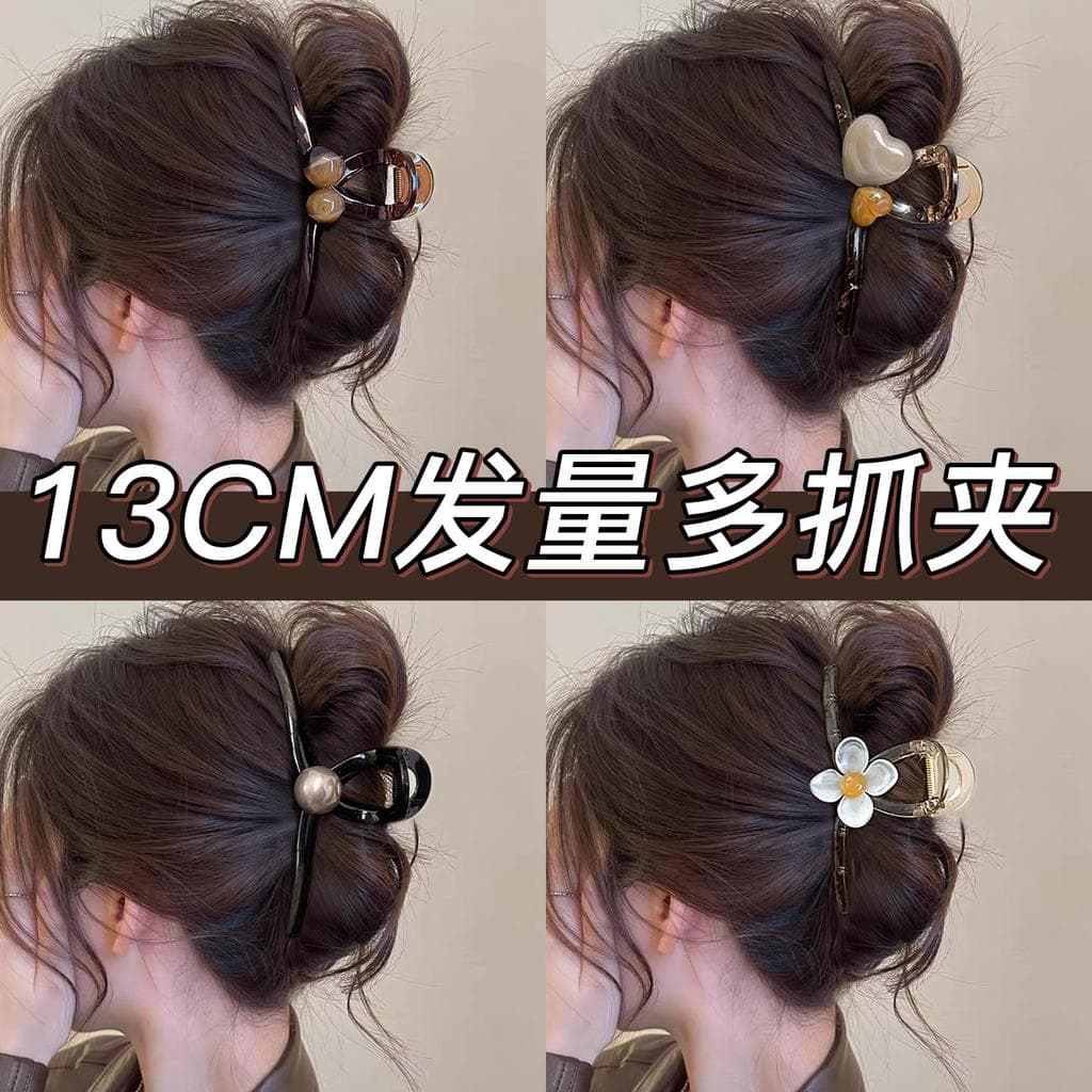 Clipe de pérola prateado metálico feminino 2024 novo estilo grande Volume de cabelo Multi-end nicho grampo de cabelo cab