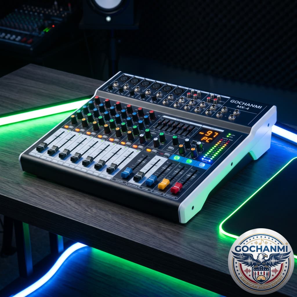 Mixer MX4 4 Canais Para Microfone Instrumento Igreja Live E Reunião