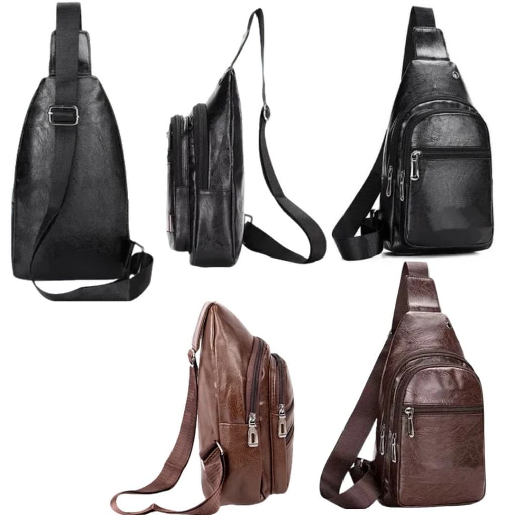 Bolsa de Peito Transversal Masculina em Couro Sintético – Tiracolo Compacta e Moderna