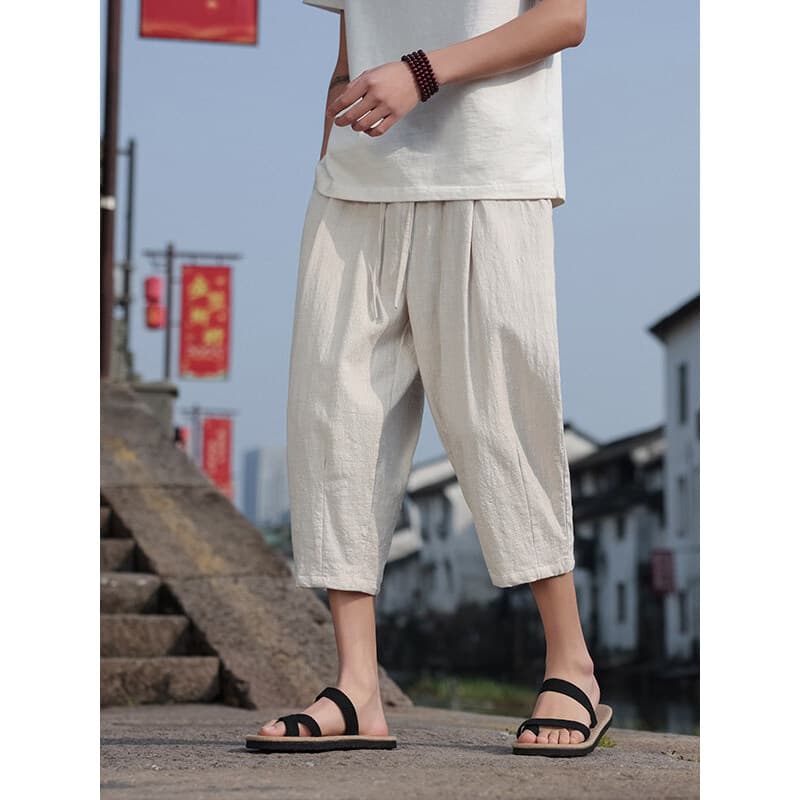 Estilo chinês verão Casual Shorts masculino solto tamanho grande estilo fino respirável calças masculinas Harem calças c