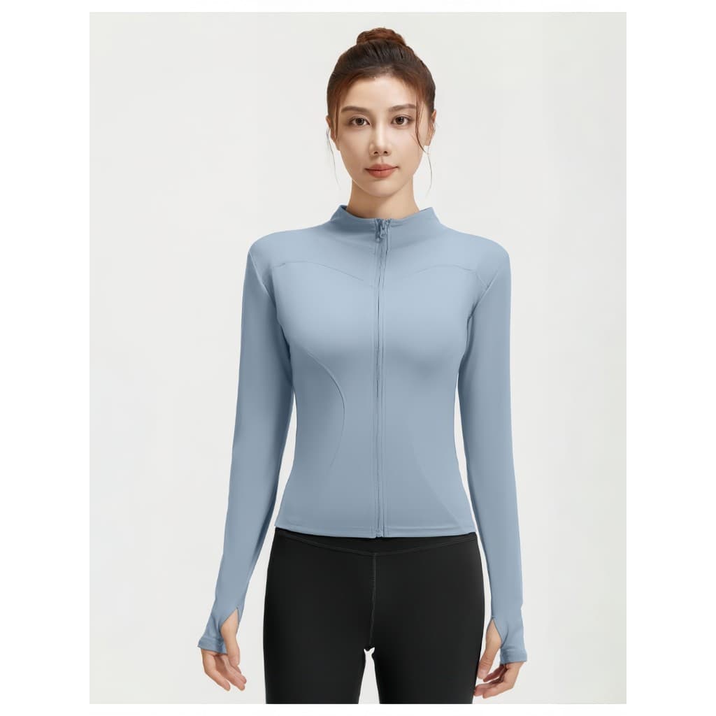 Novo estilo fino-ajuste esportes de manga comprida Yoga Wear gola alta jaqueta esportiva de Fitness respirável alta