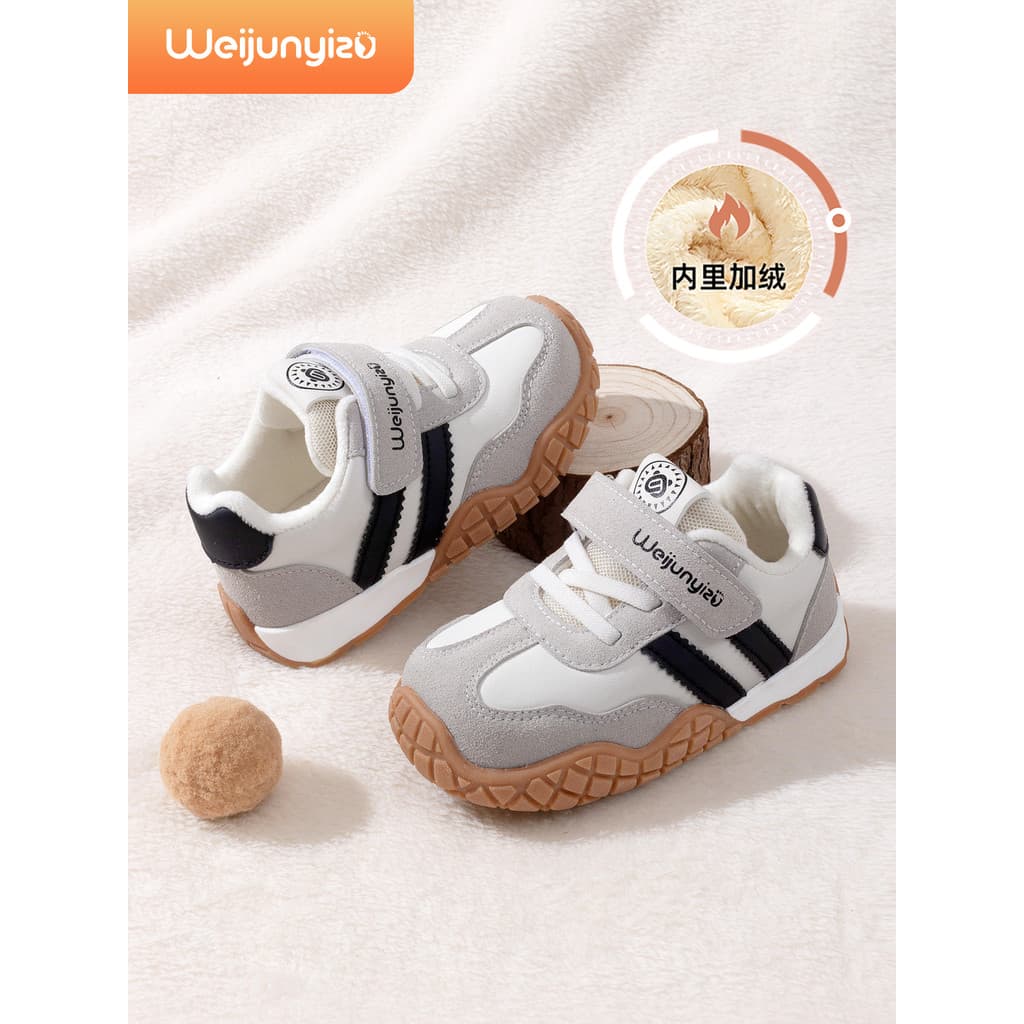 Wei Junyi pé novo estilo sapatos infantis meninos sapatos estilo inverno forro de lã tênis sapatos de bebê inverno sapat