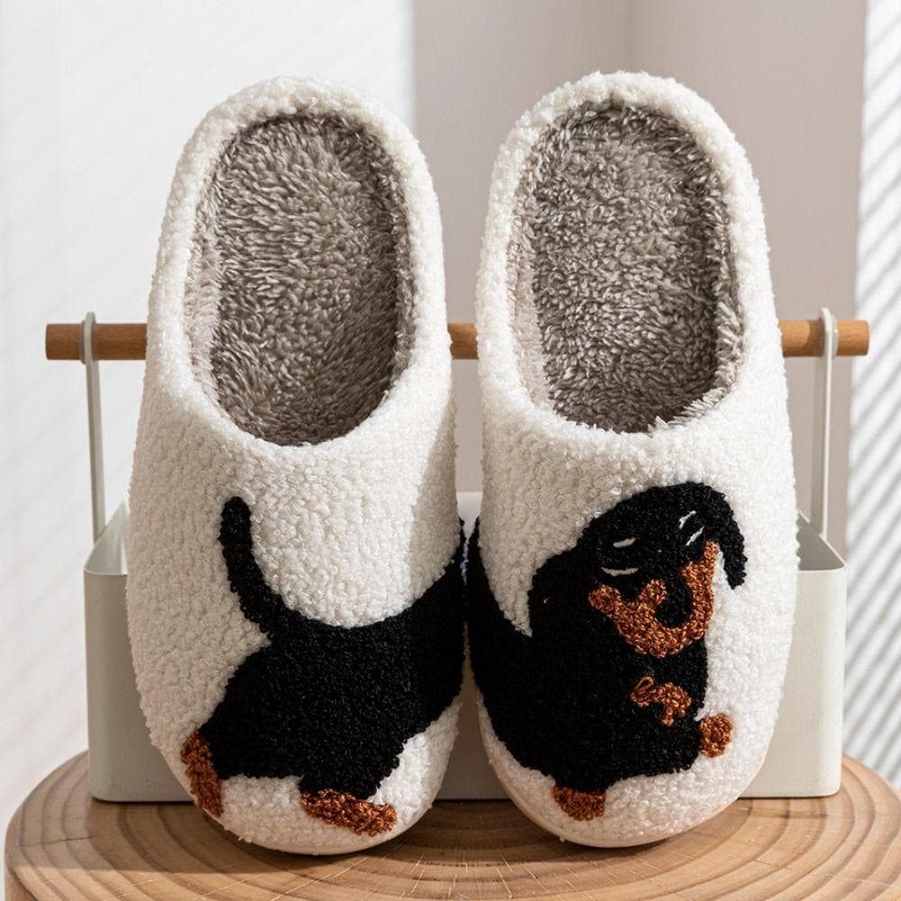 PEONYQ Chinelos De Cachorro De Desenho Animado , Pelúcia Fofos E Antiderrapantes , Sapatos Leves Macios Com Padrão De An