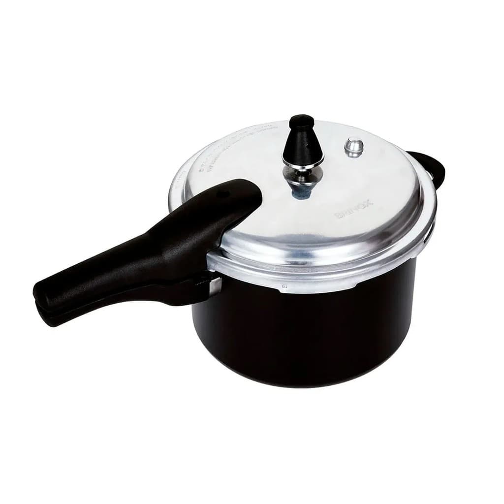 Panela de Pressão Indução Brinox Super Antiaderente Ceramic Life 5,4L 22cm Preta Original