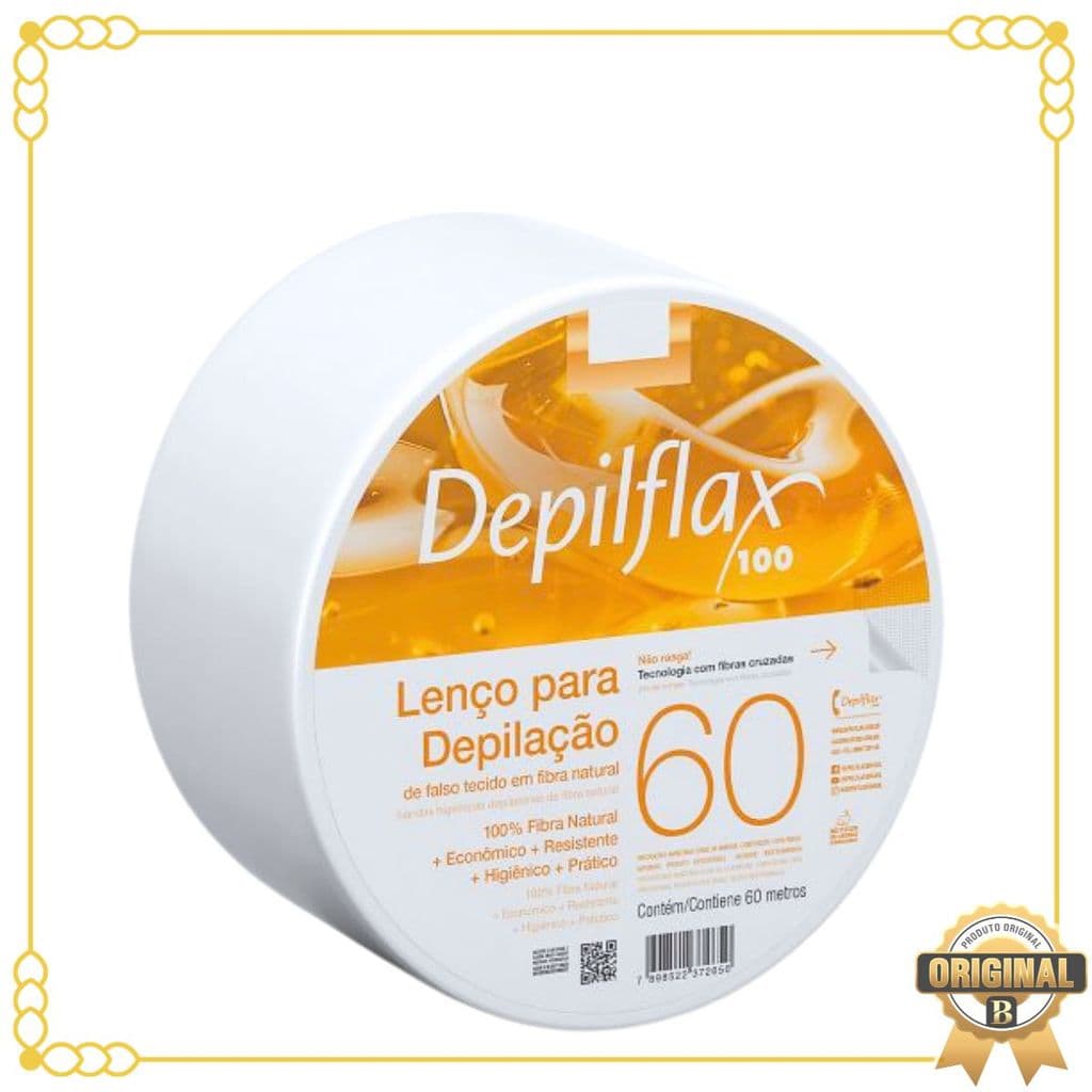 Rolo De Lenço Depilatório Fibra Natural Premium Depilflax 60 Metros