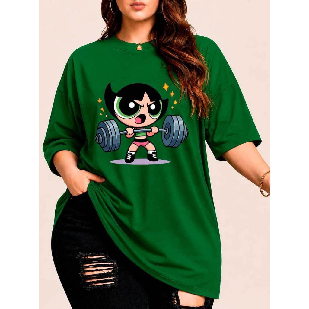 T-shirt Camiseta Treino 100% Algodão Feminino Gym Larga Blusão Academia super poderosa. Trevix.