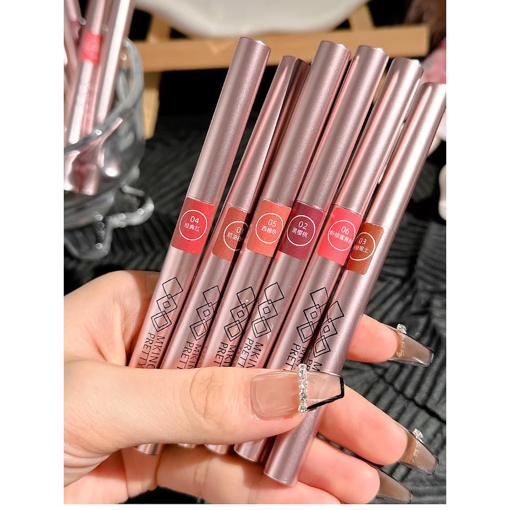 Delineador labial rotativo automático, lápis feminino à prova d'água de longa duração, copo antiaderente para iniciantes