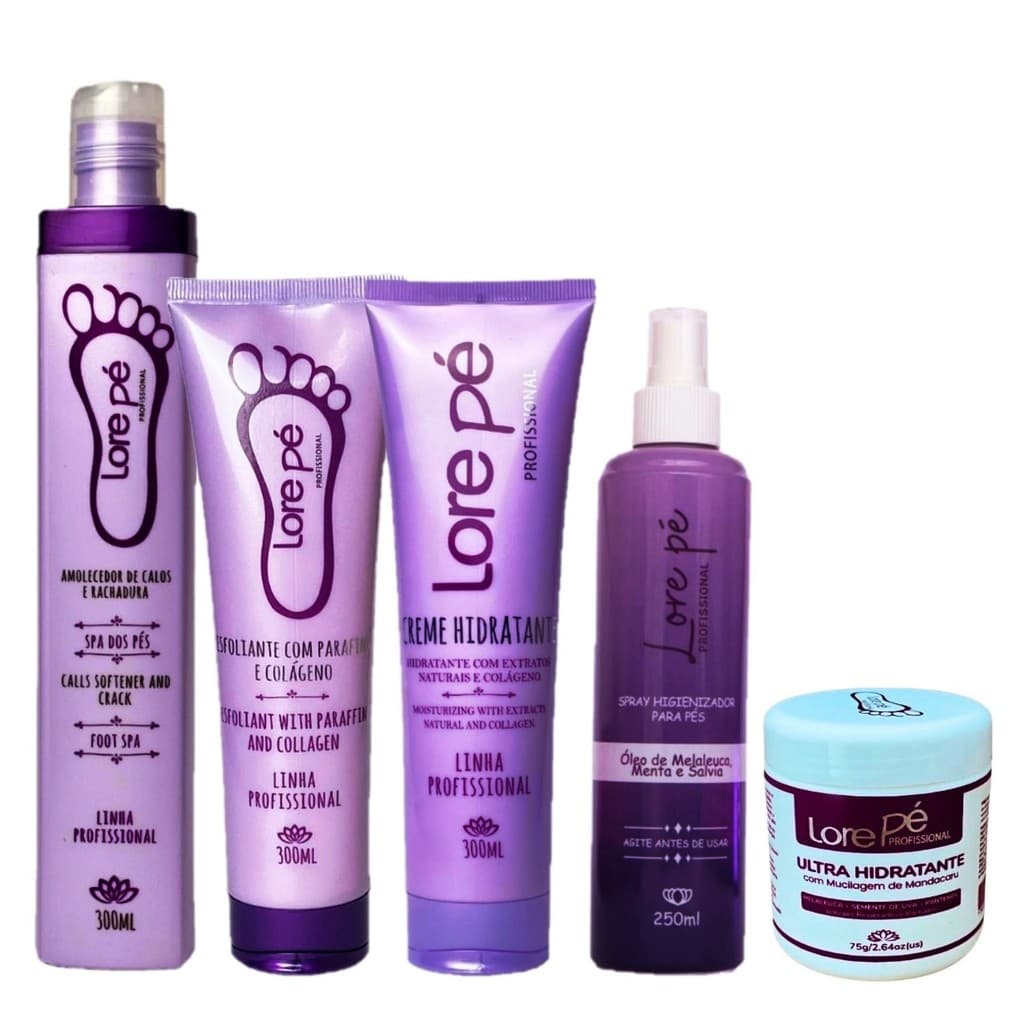 Kit Tratamento Podal com Spray Higienizador para Pés e Creme Ultra Hidratante Lore Pé Uso Profissional