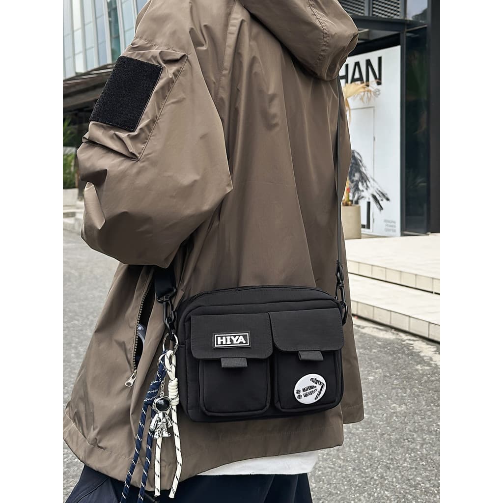 Japonês Street Wear saco do mensageiro masculino Casual Commuter saco do mensageiro feminino leve simples bolsa de ombro
