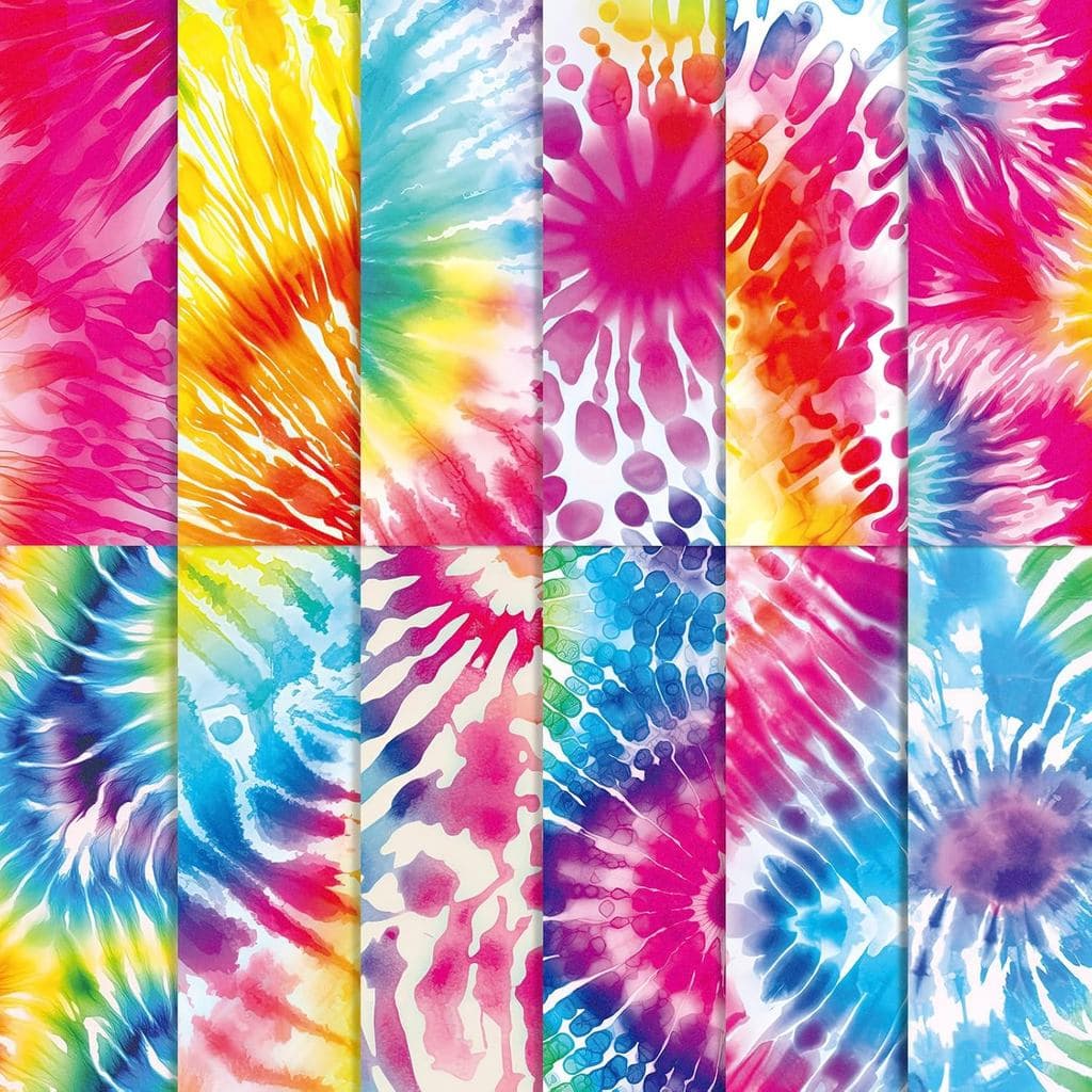 JarThenaAMCS 12 Peças de Tecido de Algodão Tie Dye Multicolorido, Fat Quarter Colorido para Patchwork e Quilting, para C