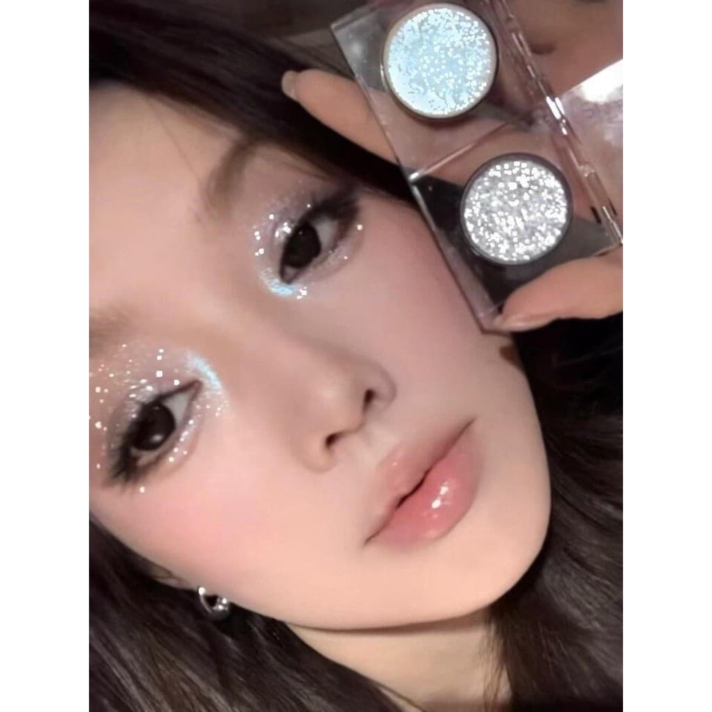 Olhos pretos e brancos quebrados prateados caindo na parte inferior!Niu Lang Weaver Girl Monocromático Sombra Fina Glitt