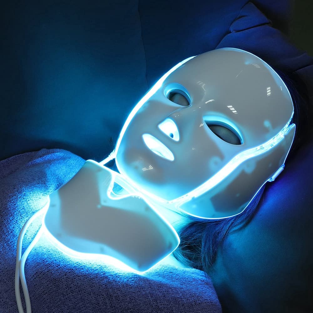Máscara De Pescoço Para Rosto LED 7 Cores Rejuvenescimento Da Pele