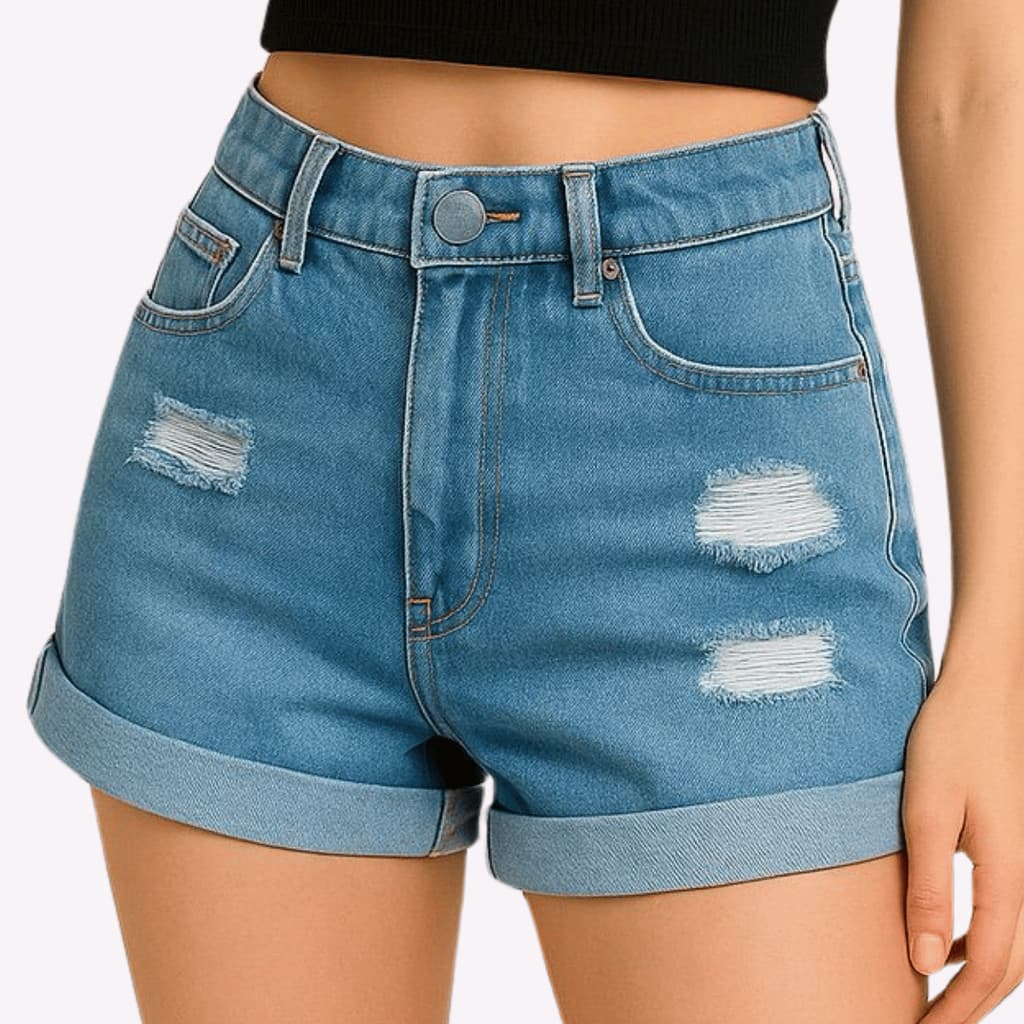 Short Jeans Marmorizado: A Lavagem Exclusiva com Barra Dobrada Premium ModaZ