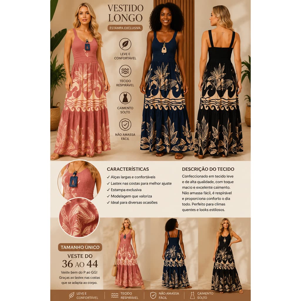 Vestido Estampado Longo