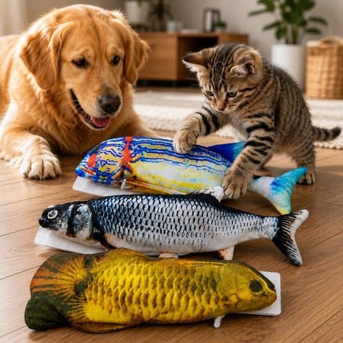 Brinquedo Pelúcia Animado Peixe Movimentação 26cm Macio Divertido Infantil Presente