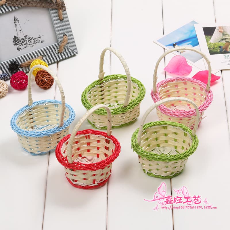 Cesta de armazenamento tecido cesta de flores plástico Rattan cesta de mão das crianças decoração para casa cesta de sus