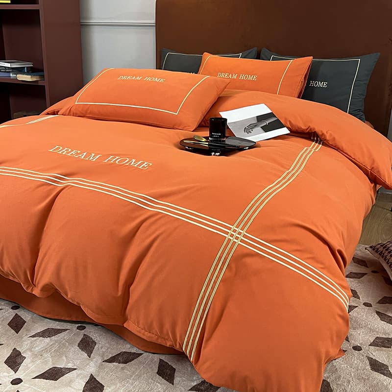 Nordic luz luxo conjunto de quatro peças ins estilo totalmente lavado algodão cor sólida cama primavera verão escovado t