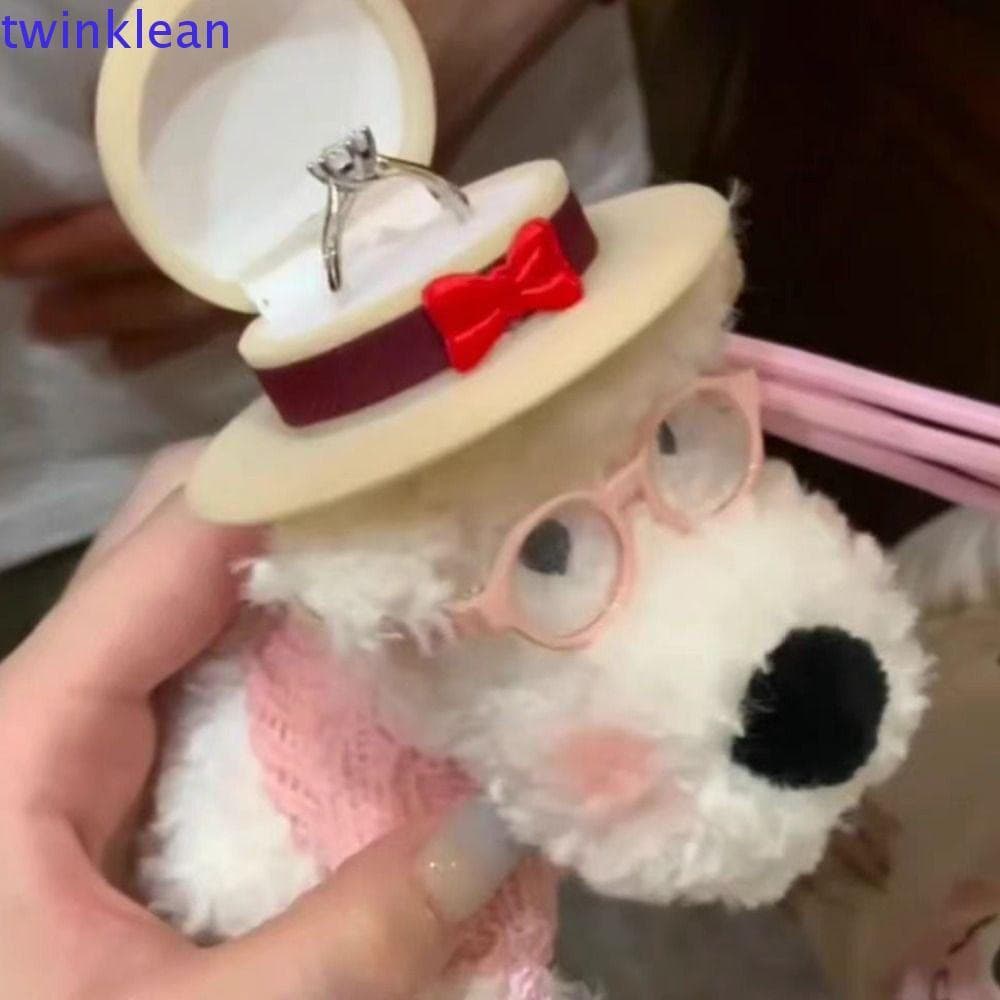 Caixa De Anel De Boneca De Cachorro De Pelúcia TWINKLEAN , Casamento De Desenho Animado Noivado De Exibição Fofa