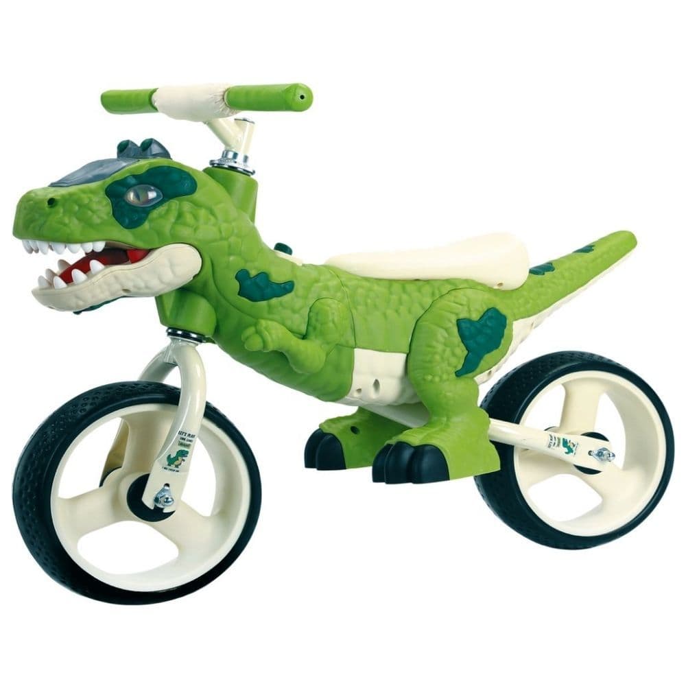 Bicicleta Infantil Dinossauro T-Rex Verde Aro 12 com Cestinha Luzes e Som
