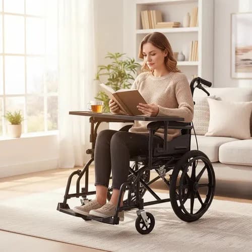 Cadeira De Rodas Manual Com Mesa Reforçada Dobrável Winner
