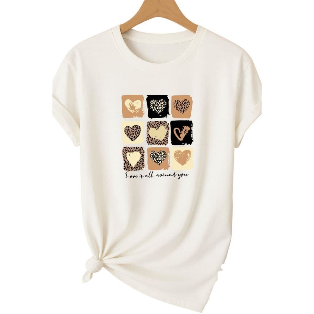 Camiseta Feminino Coração Tshirt 100% Algodão