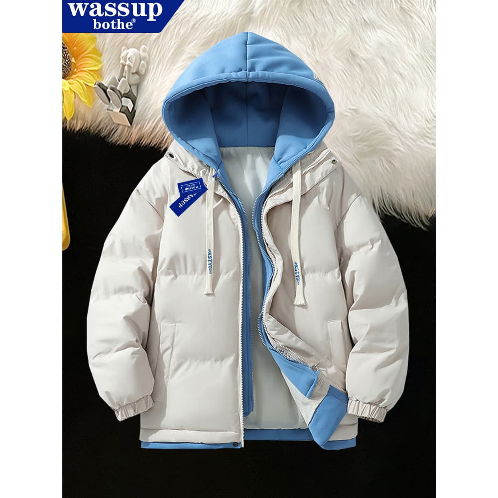 WASSUP Jaqueta acolchoada Jaqueta de inverno masculina outono inverno espessada quente com capuz jaqueta acolchoada à pr