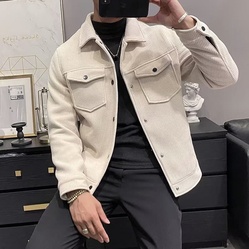 Nova Jaqueta Masculina Solta Casual Leve Madura Curta Para Homem