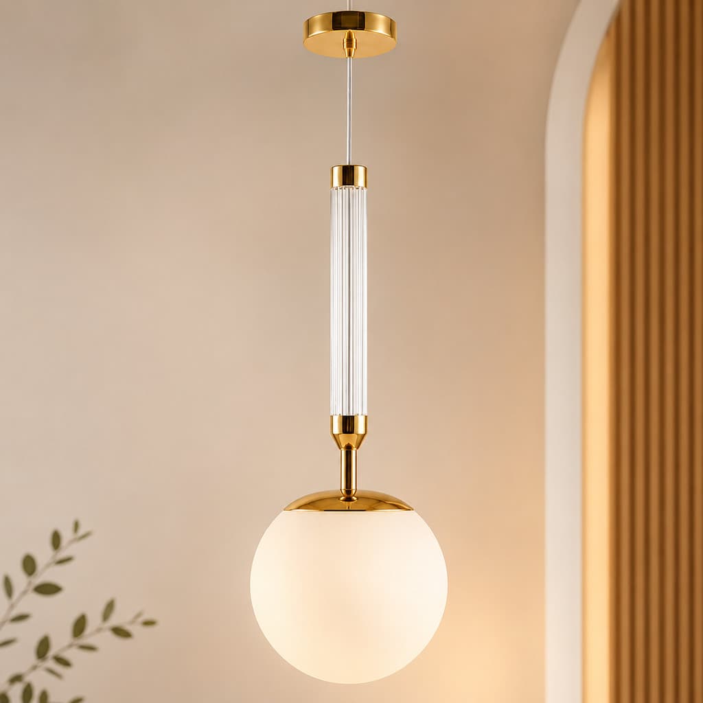 Lustre Pendente LED Globo Dourado Branco Fosco 3 Cores Moderno Luxo Bivolt LED Luxo Sala Quarto Bancada