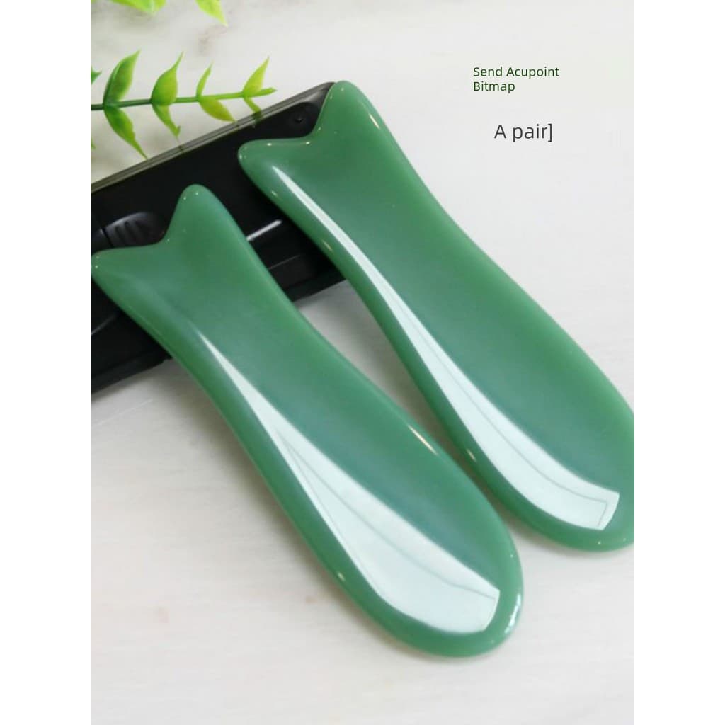 Placa de raspagem de rabo de peixe facial, conjunto de Jade em forma de peixe, bastão muscular facial, salão de beleza d
