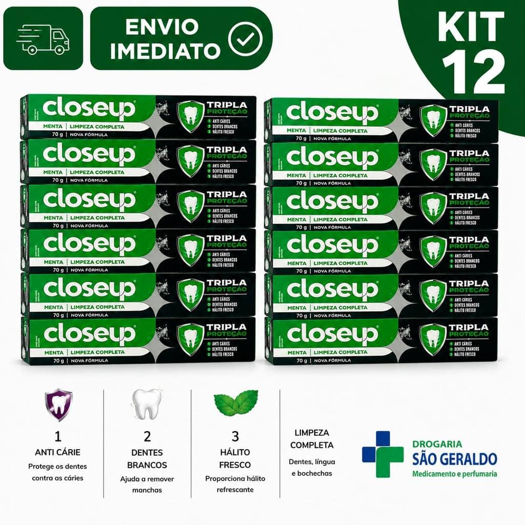 Kit 6 e 12 Creme Dental Closeup Triple Menta 70g Original