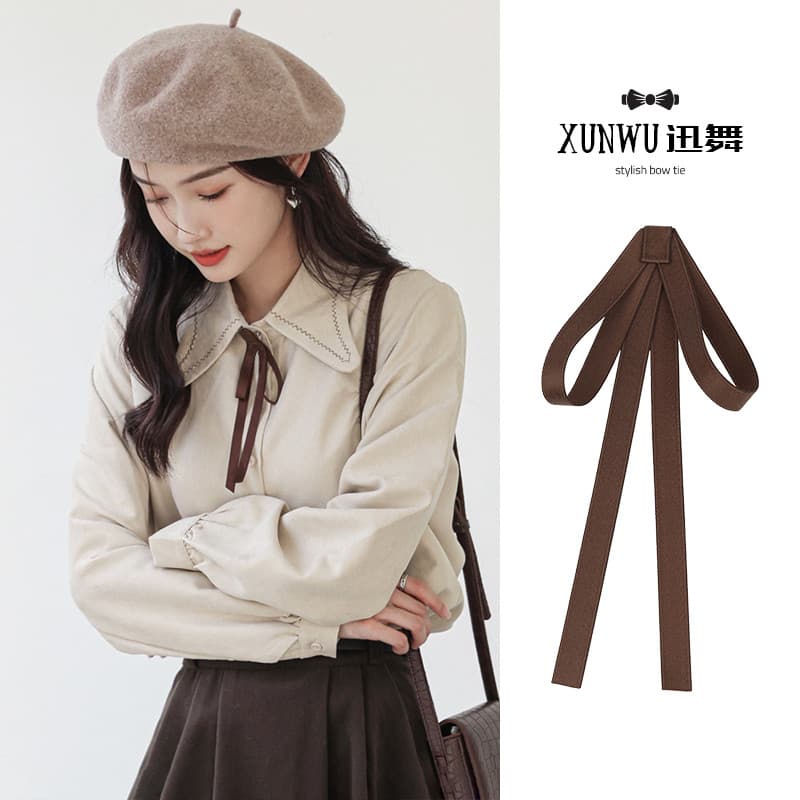 Fita gravata borboleta feminina versão coreana All-Match japonês estilo Preppy Streamer decoração moda camisa cor sólida