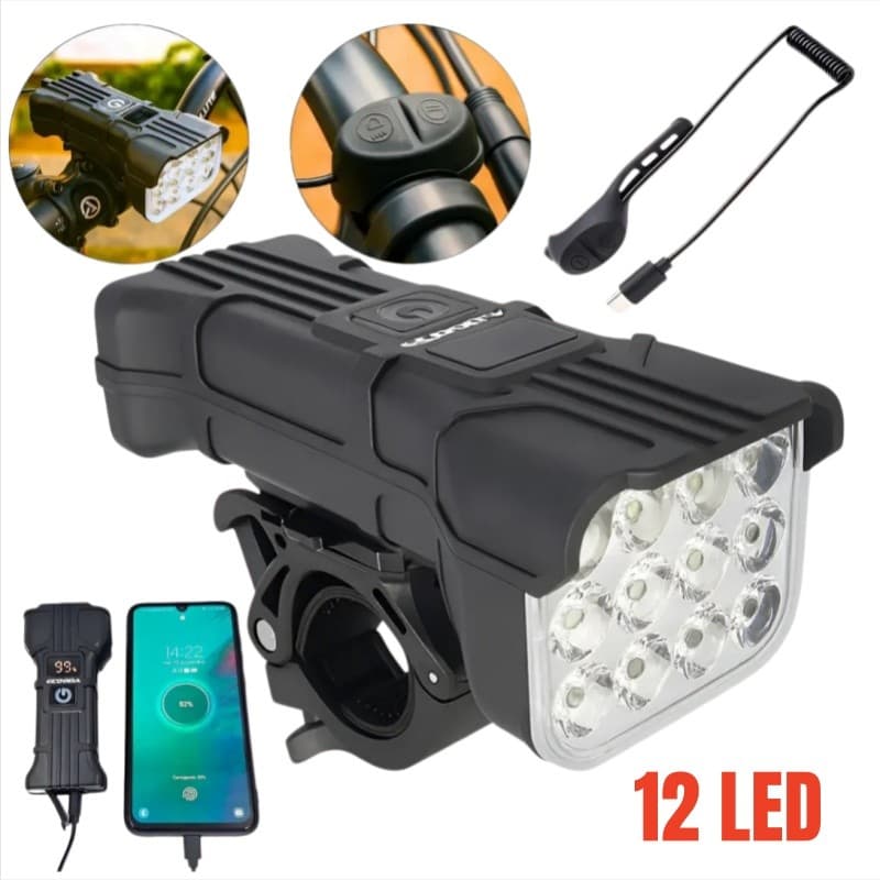 12Luz Conjunto De Luzes De Bicicleta Recarregável USB Com Buzina , 5 Modos , À Prova D'água Fácil De Instalar