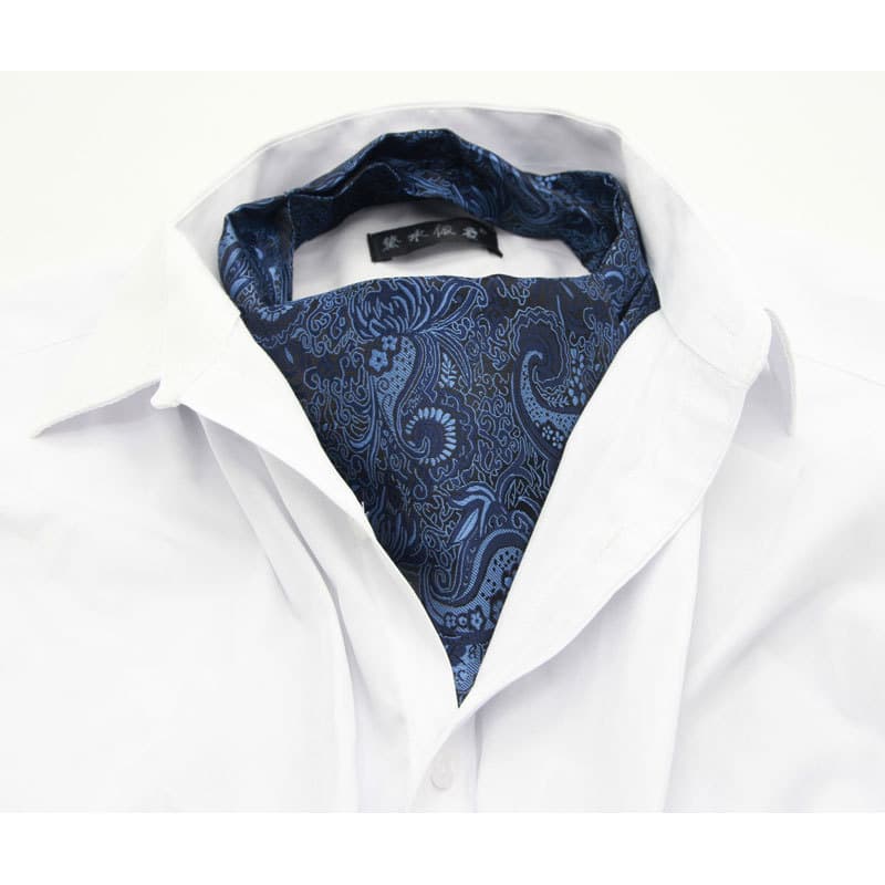 Homens cachecol camisa cachecol masculino britânico Retro dupla face bordado terno decote cachecol padrão azul