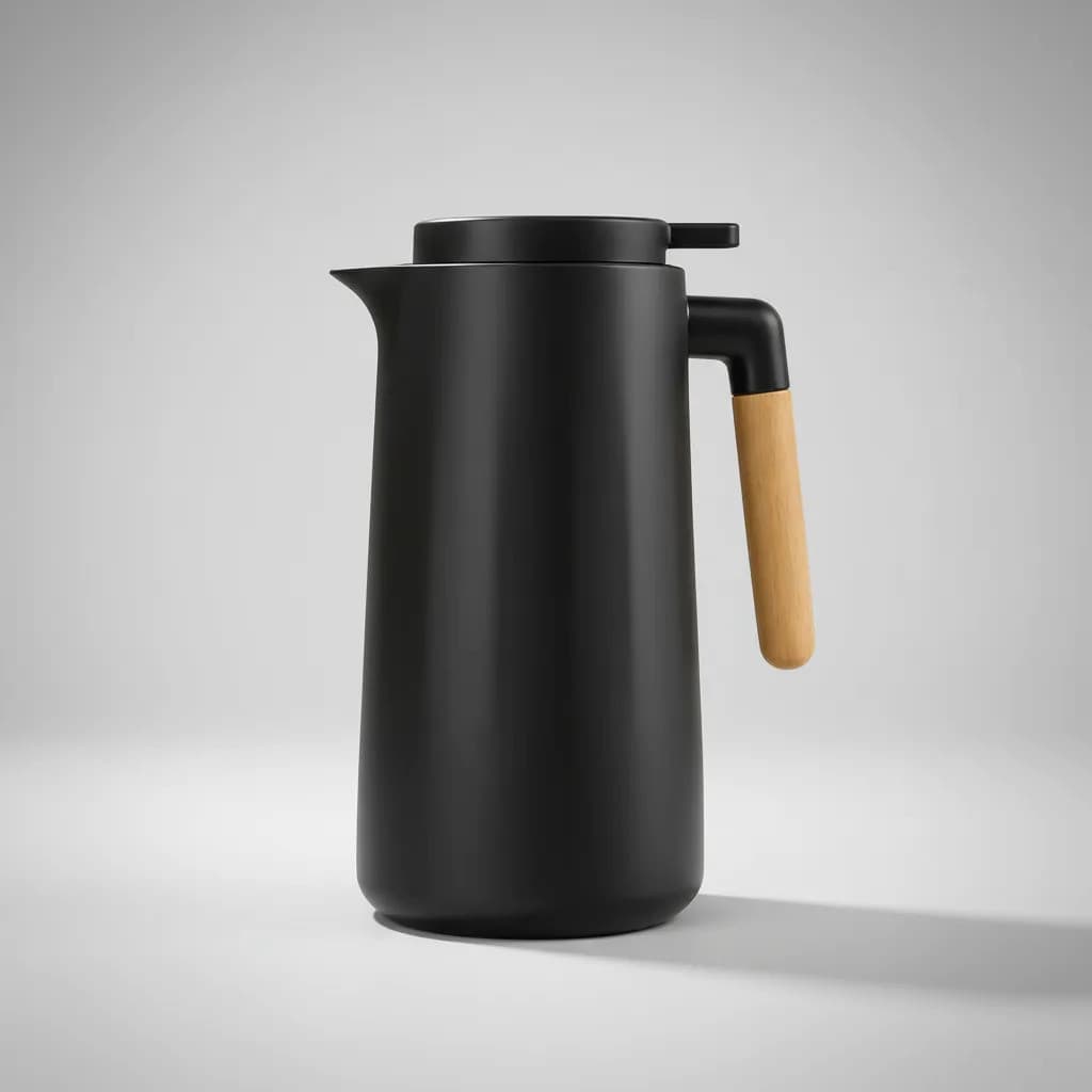 Garrafa Térmica 1 L Cabo Madeira Luxo Café Chá Jarra Premium