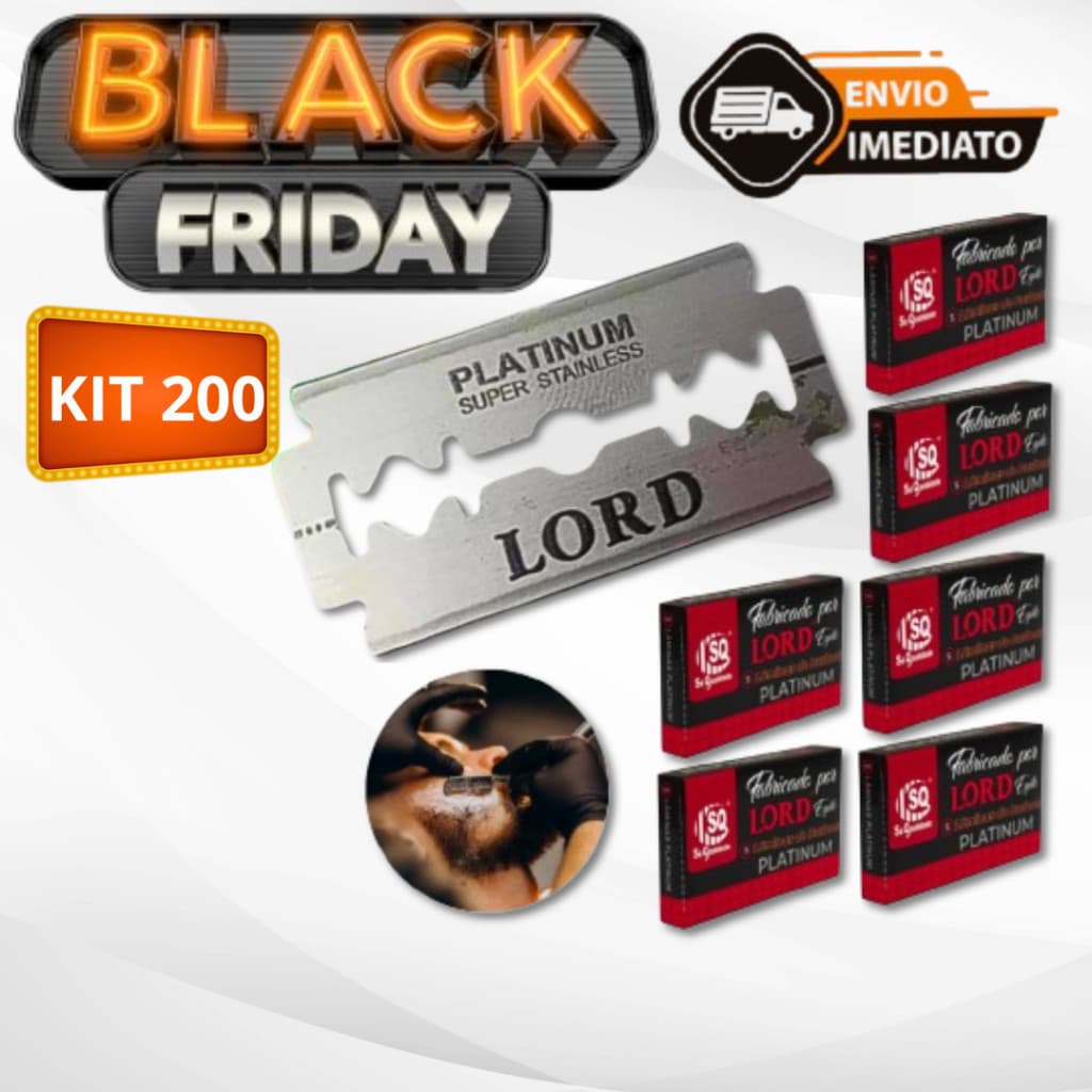 Kit 200 Lâminas LORD PLATINUM Gillete Profissional Para Barbeiros Fabricadas no Egito