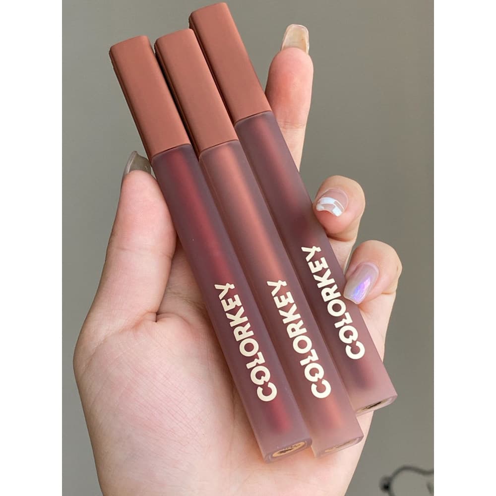 Colorke colorkey Kolaqi Preto Cetim Rosa Cetim Creme Labial Esmalte Batom Luz Europeu Americano Comer Cor Terra Cinza Ro