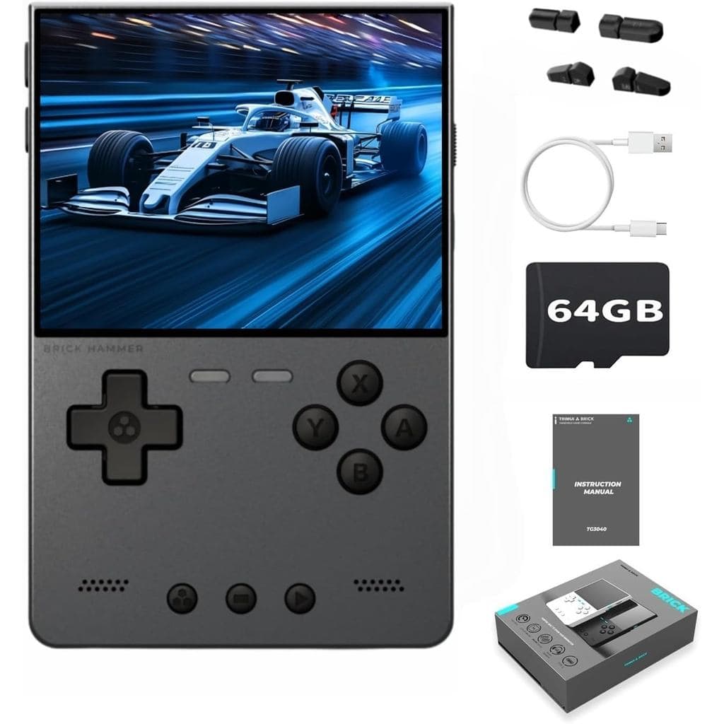 TRIMUI Brick Hammer Retro Handheld Game Console – Metal CNC Aluminum Alloy Body, 3.2" IPS Screen, 8GB Storage, Expandabl