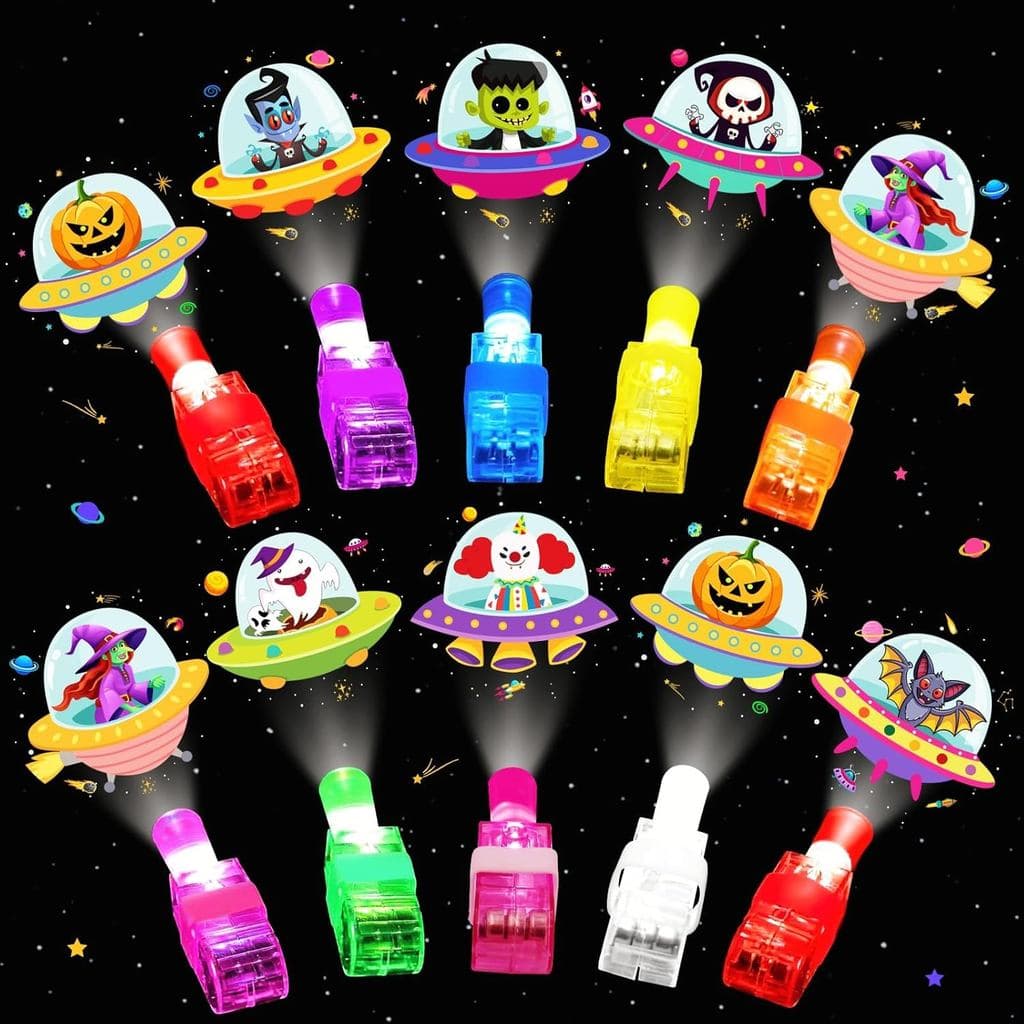 40 peças de lembrancinhas de Halloween para crianças, luzes de dedo LED que brilham no escuro, brinquedos para sacolas d
