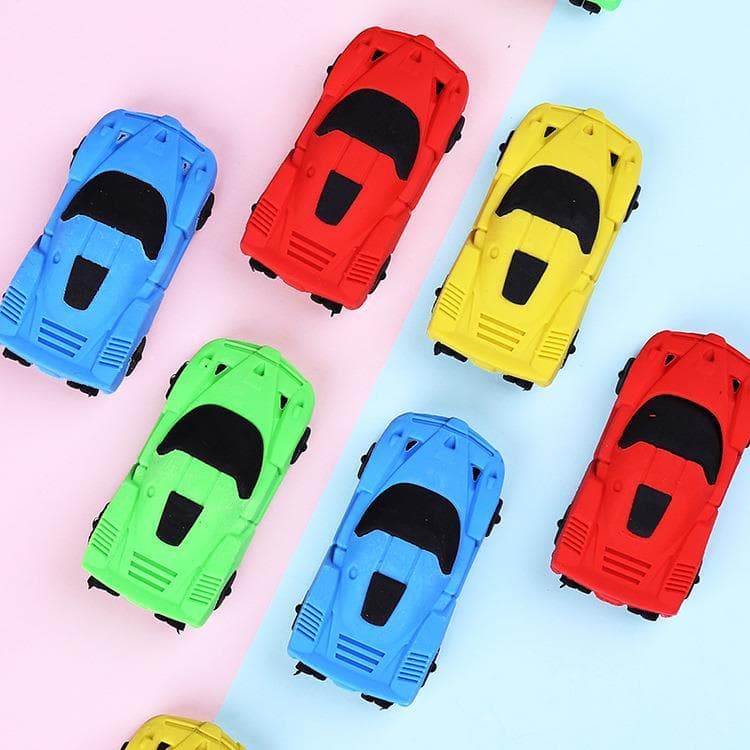 Criativo dos desenhos animados carro de corrida estudante crianças ambientalmente amigável borracha estudante papelaria