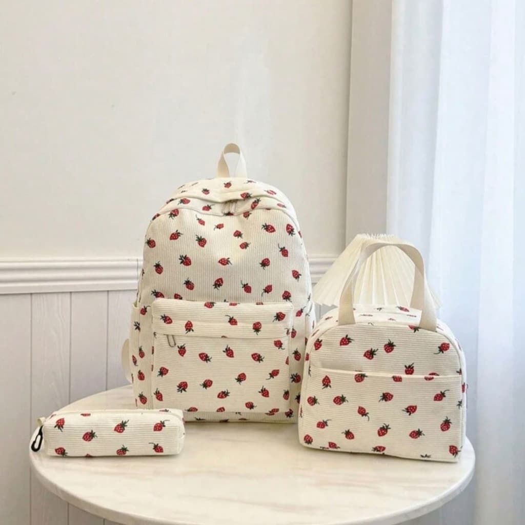 Kit 3 mochilas femininas, adequadas para escola e viagens, estilo casual Kpop, novo modelo adequado para jovens, multifu