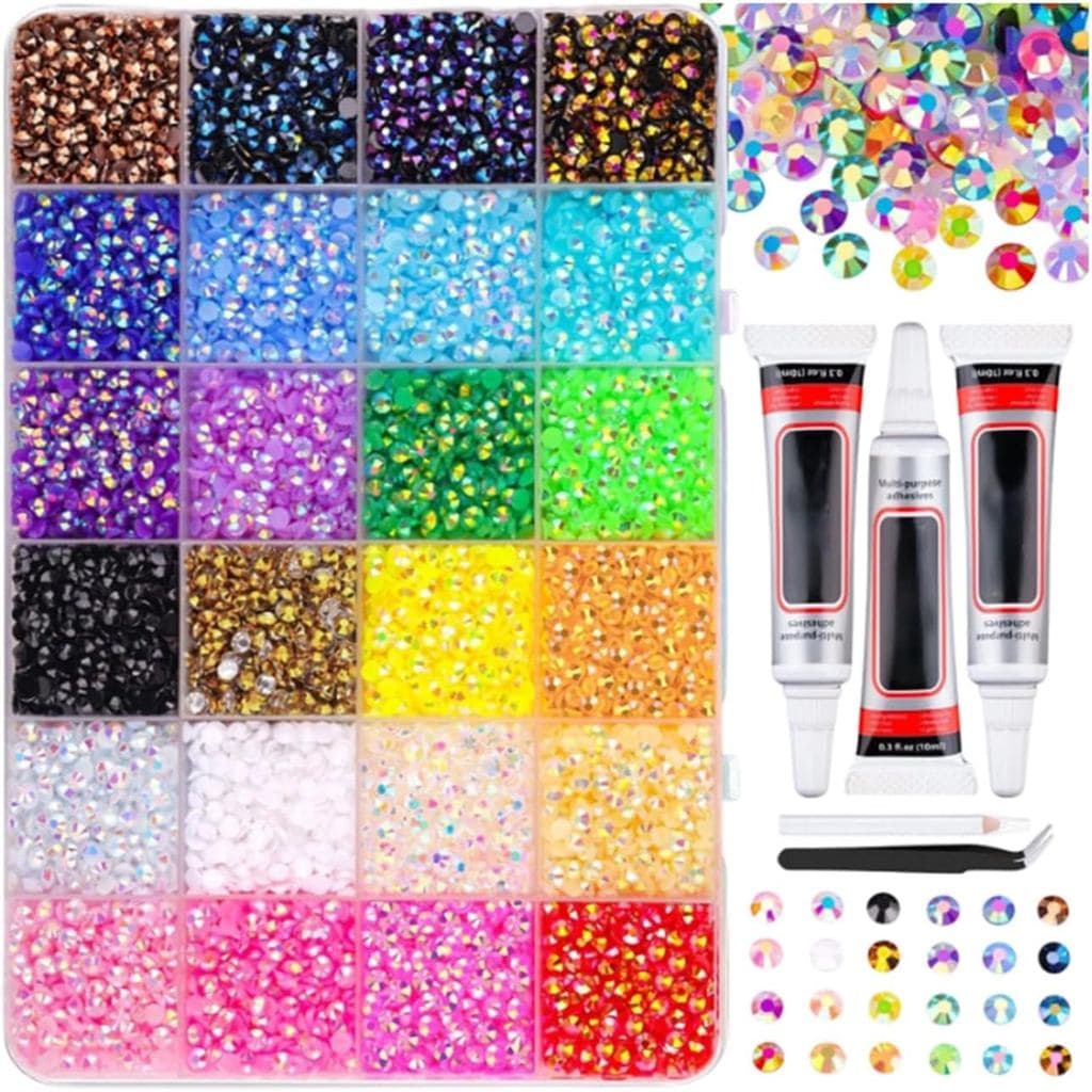 Kit Deslumbrante com Cola: Kit de Strass Bedazzle de 3mm com 30.000 Peças, Gemas de Fundo Plano para Artesanato, Kits Be