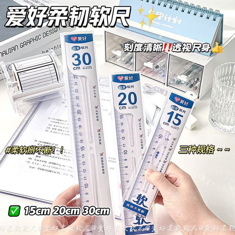 Régua macia Régua de fonte grande Régua macia de 15 cm Régua transparente Régua macia de 18 cm Régua de 20 cm Linha de o