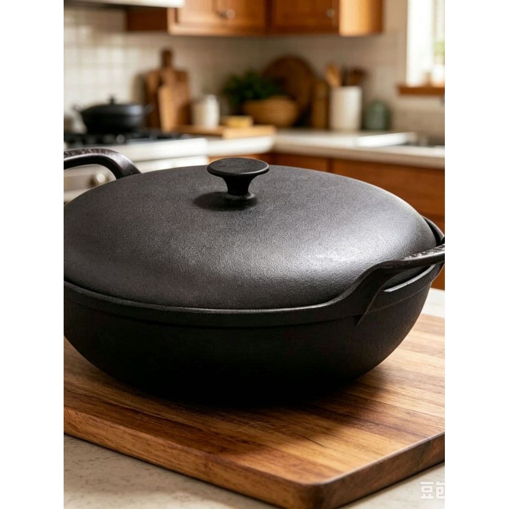 Lingote de ferro fundido pequeno canhão de aço dupla orelha guisado pan Wok não revestido antiaderente panela de gás ore