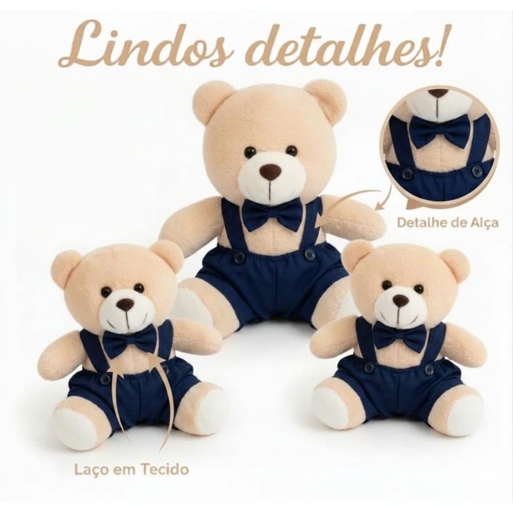 Trio de Ursinhos De Pelúcia Para Nicho Decoração Bebê Quarto Festa Presente